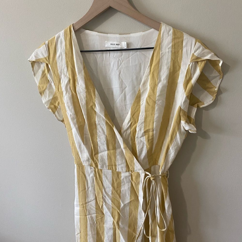Mod Ref High Low Wrap Dress stripe adjustable small - Picture 2 of 10